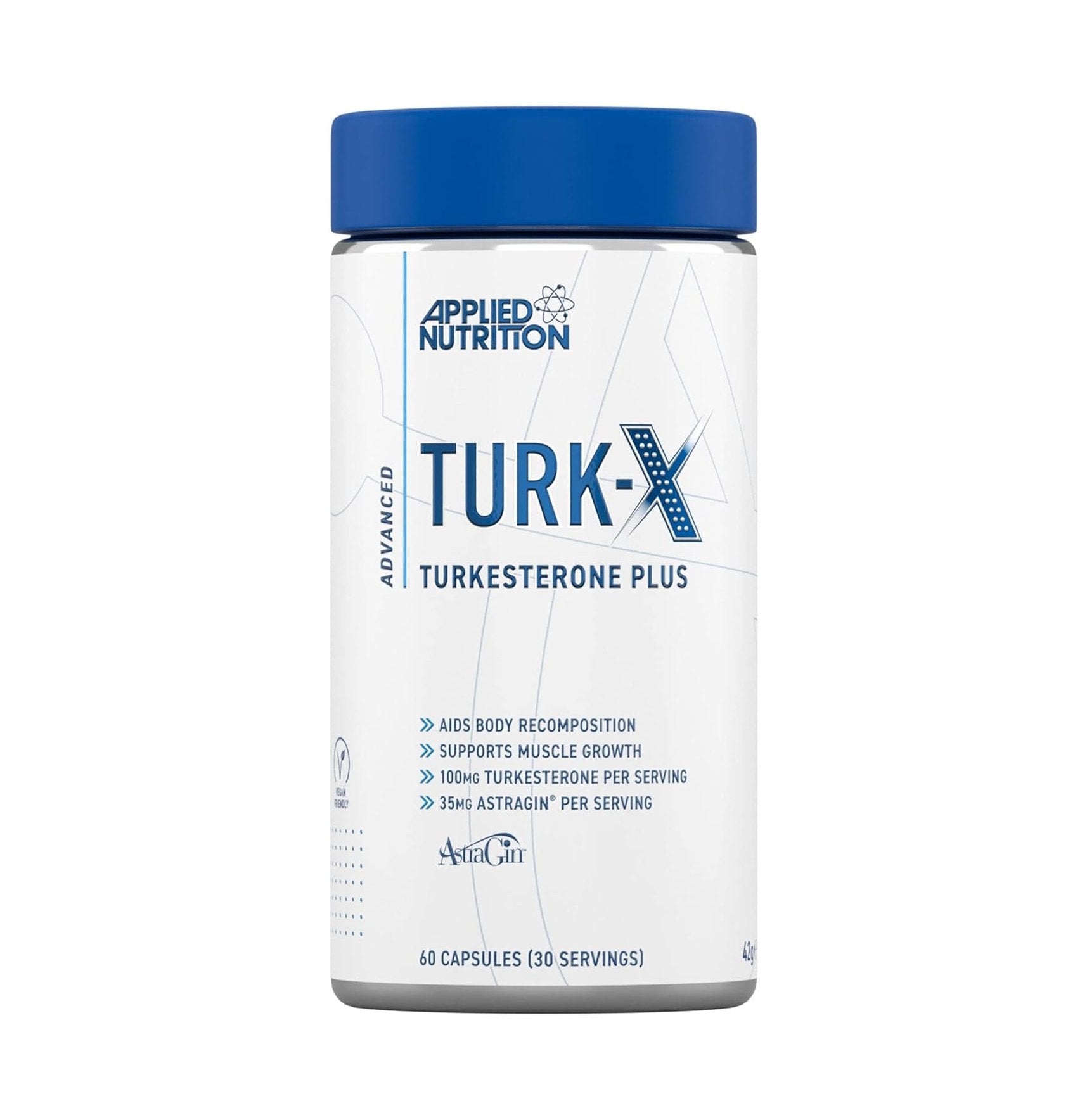 Turk-X Turkesterons Plus 1000 mg nehormonāls veiktspējas atbalsts (60 kapsulas) no Applied Nutrition