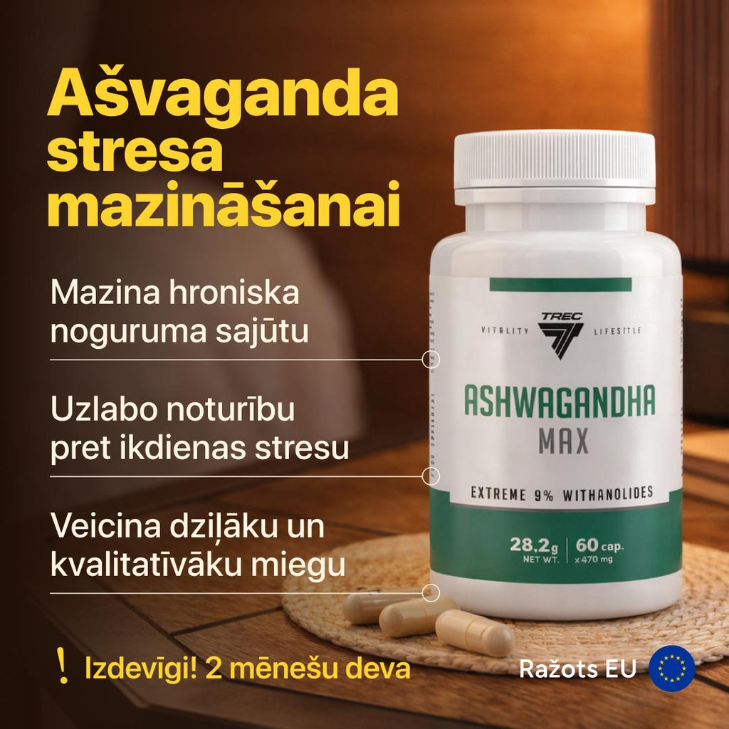 Ašvaganda Max stresa mazināšanai un vitalitātei
