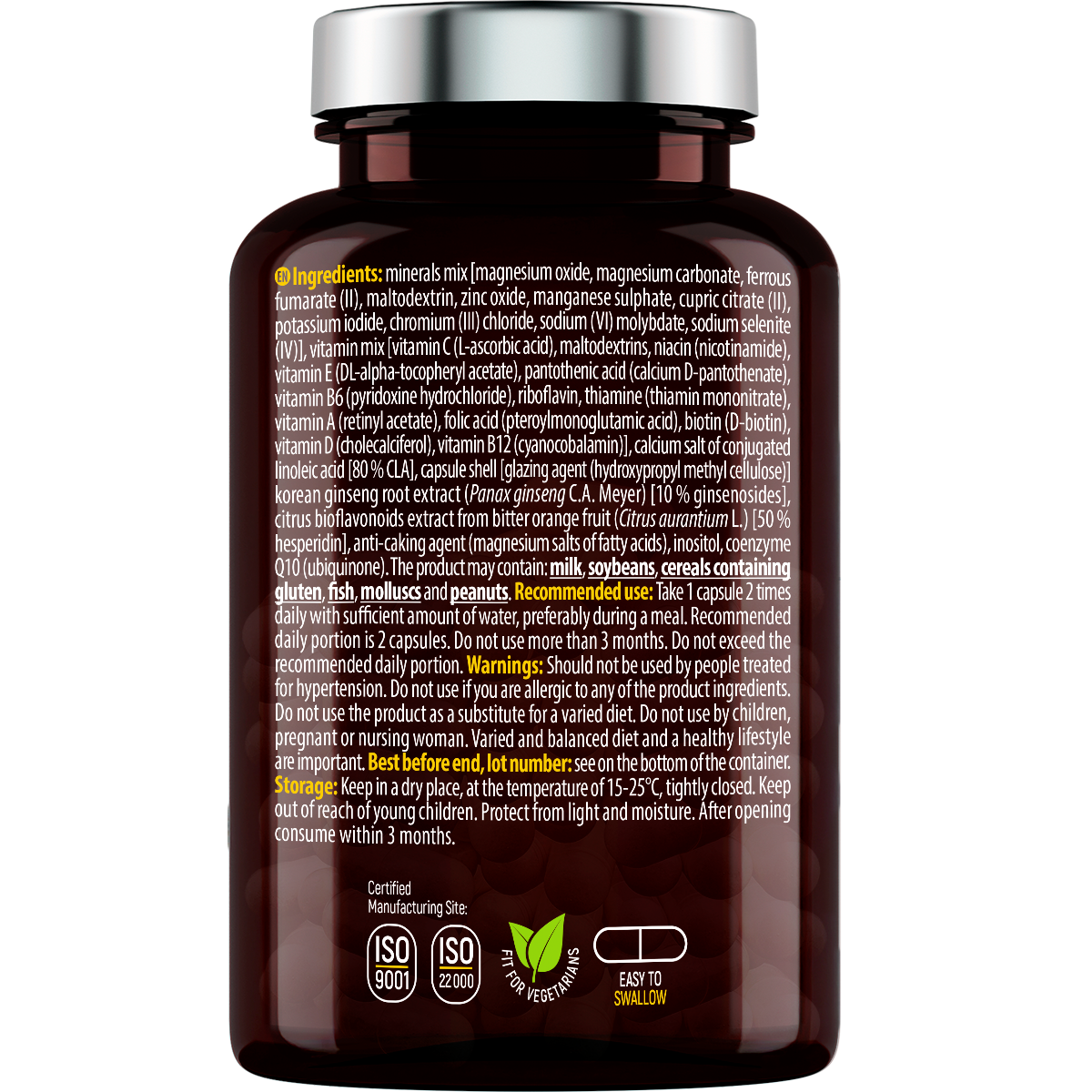 Augstas kvalitātes multivitamīnu komplekss ar 26 aktīvām vielām