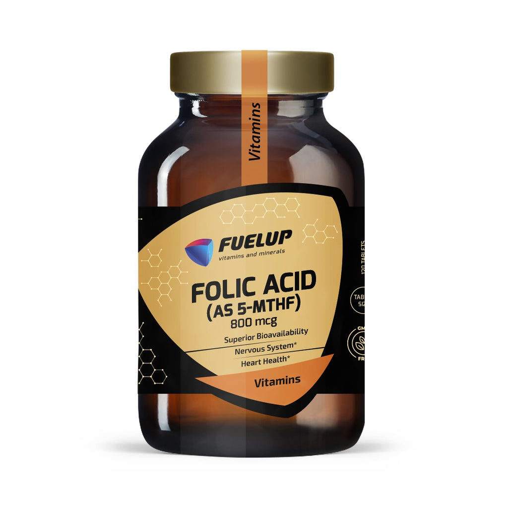 Aktīvā folijskābe (5-MTHF) 800 mcg normālai asinsradei un nervu sistēmas darbībai