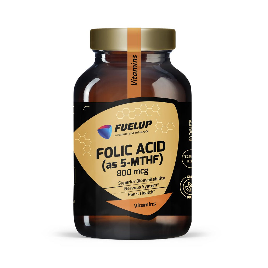 Aktīvā folijskābe (5-MTHF) 800 mcg normālai asinsradei un nervu sistēmas darbībai