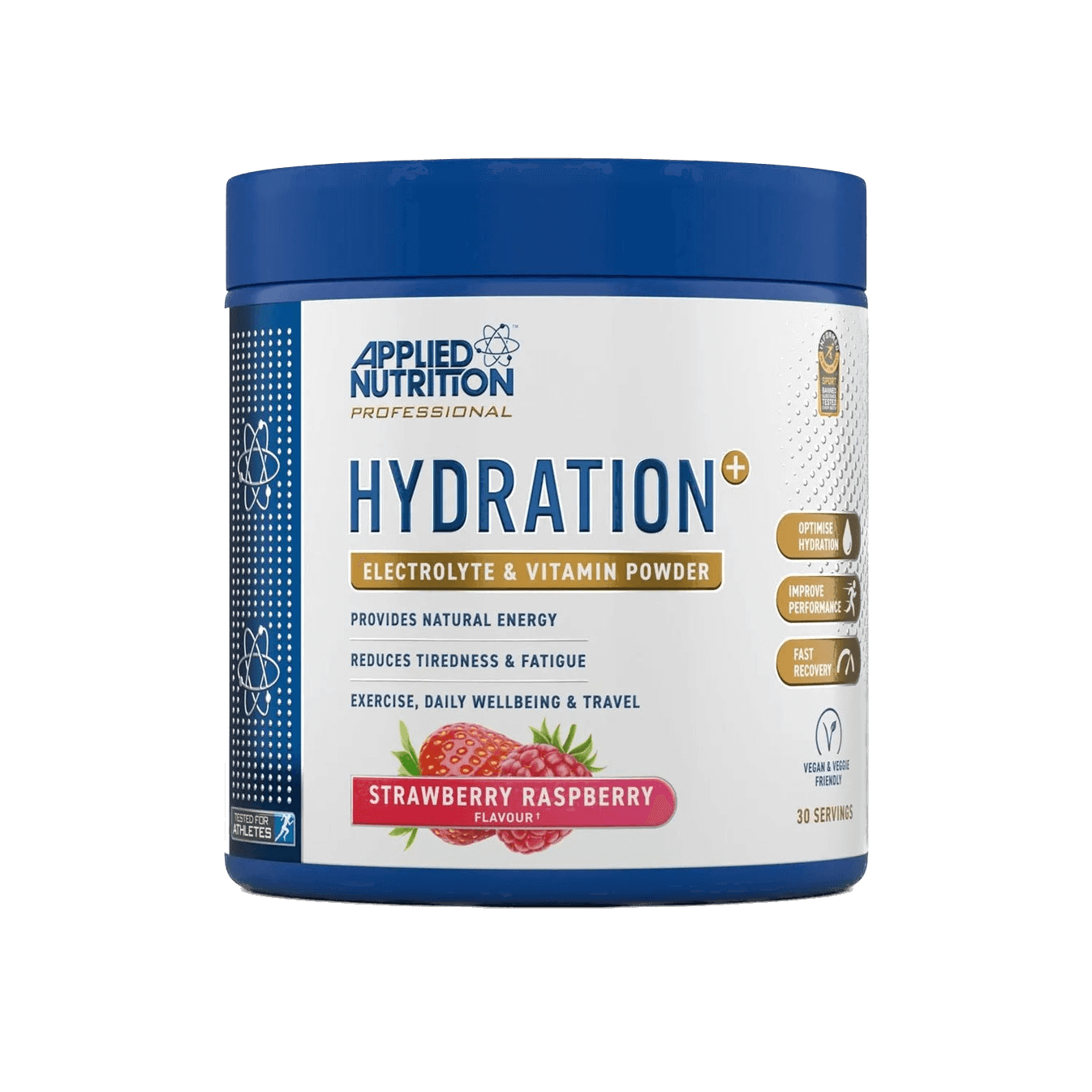 Hydration+ funkcionāls elektrolītu un vitamīnu pulveris ātrai šķidruma līdzsvara atjaunošanai no Applied Nutrition