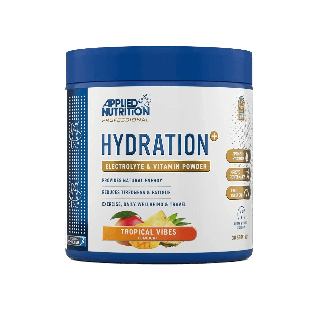 Hydration+ funkcionāls elektrolītu un vitamīnu pulveris ātrai šķidruma līdzsvara atjaunošanai no Applied Nutrition