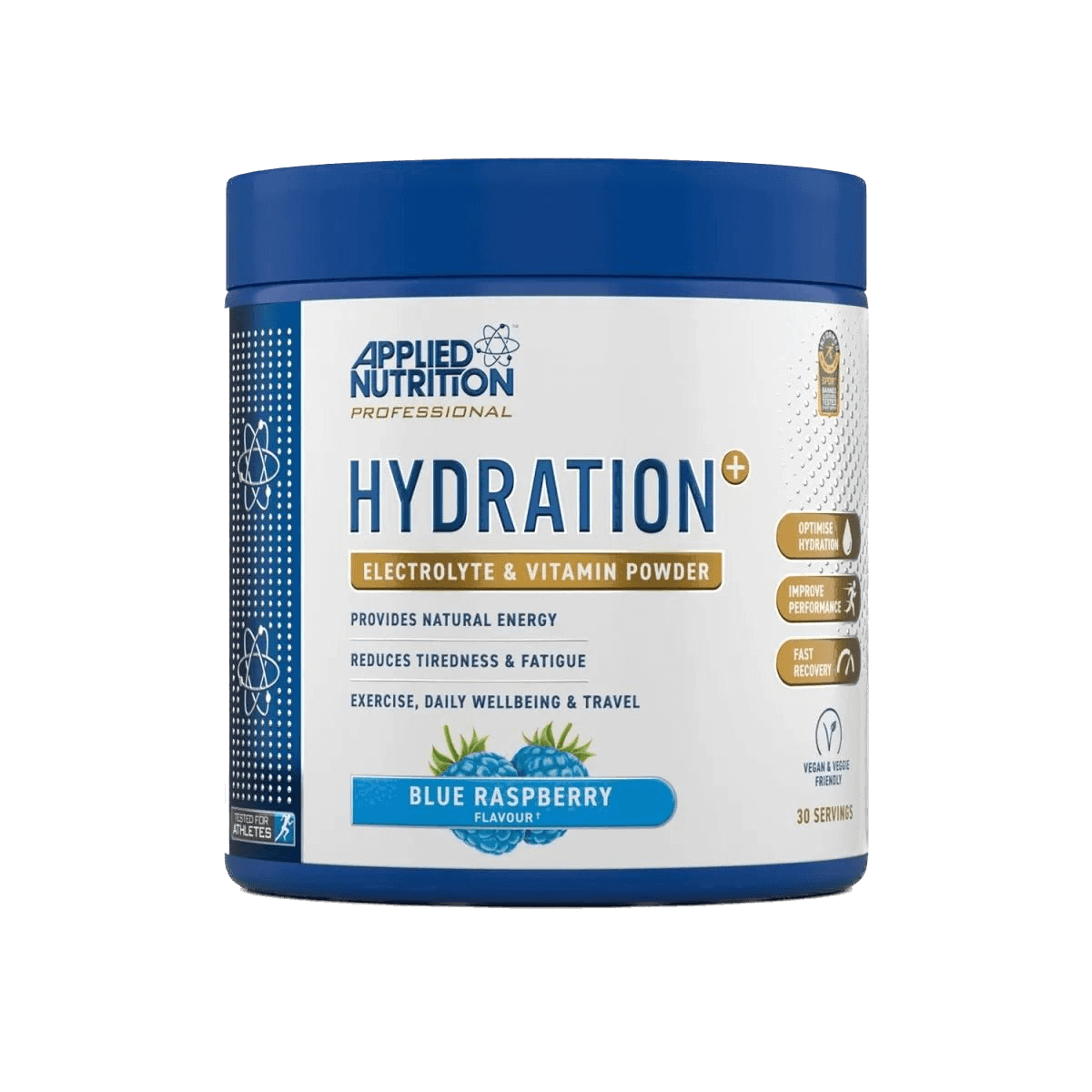 Hydration+ funkcionāls elektrolītu un vitamīnu pulveris ātrai šķidruma līdzsvara atjaunošanai no Applied Nutrition