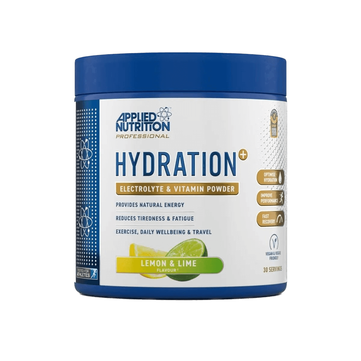 Hydration+ funkcionāls elektrolītu un vitamīnu pulveris ātrai šķidruma līdzsvara atjaunošanai no Applied Nutrition