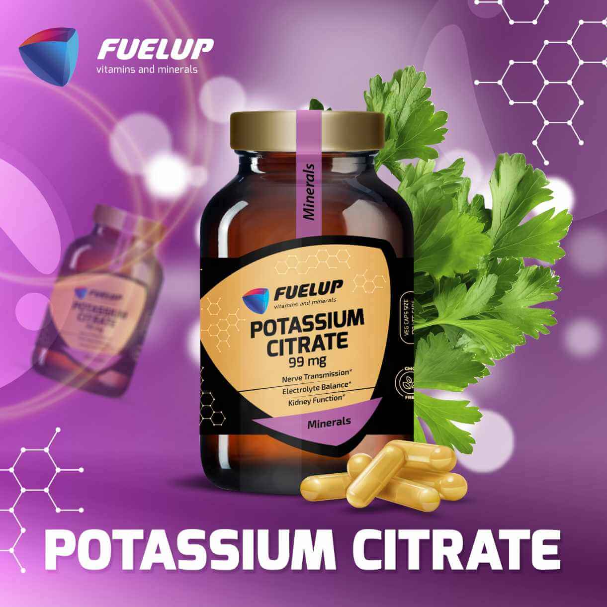 Kālija citrāts 99mg nieru funkciju atbalstam un elektrolītu līdzsvaram (120 kapsulas)