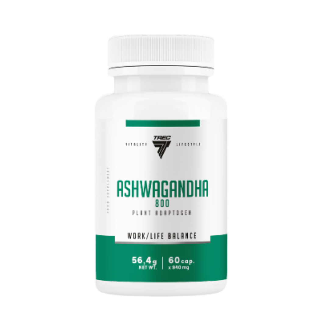 Ašvaganda 800 augu adaptogēns (60 kapsulas) TREC Vitality Lifestyle