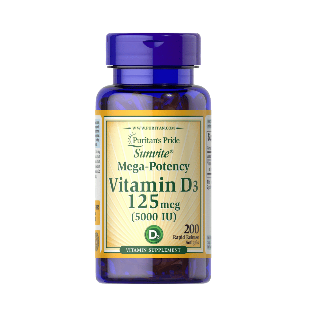 D vitamīns D3 (5 000 SV) (200 kapsulas) Puritan's Pride