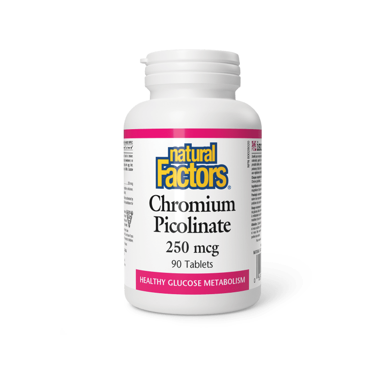 Hroma pikolināts 250mcg cukura līmeņa līdzsvaram un saldumu kāres mazināšanai (90 tabletes)
