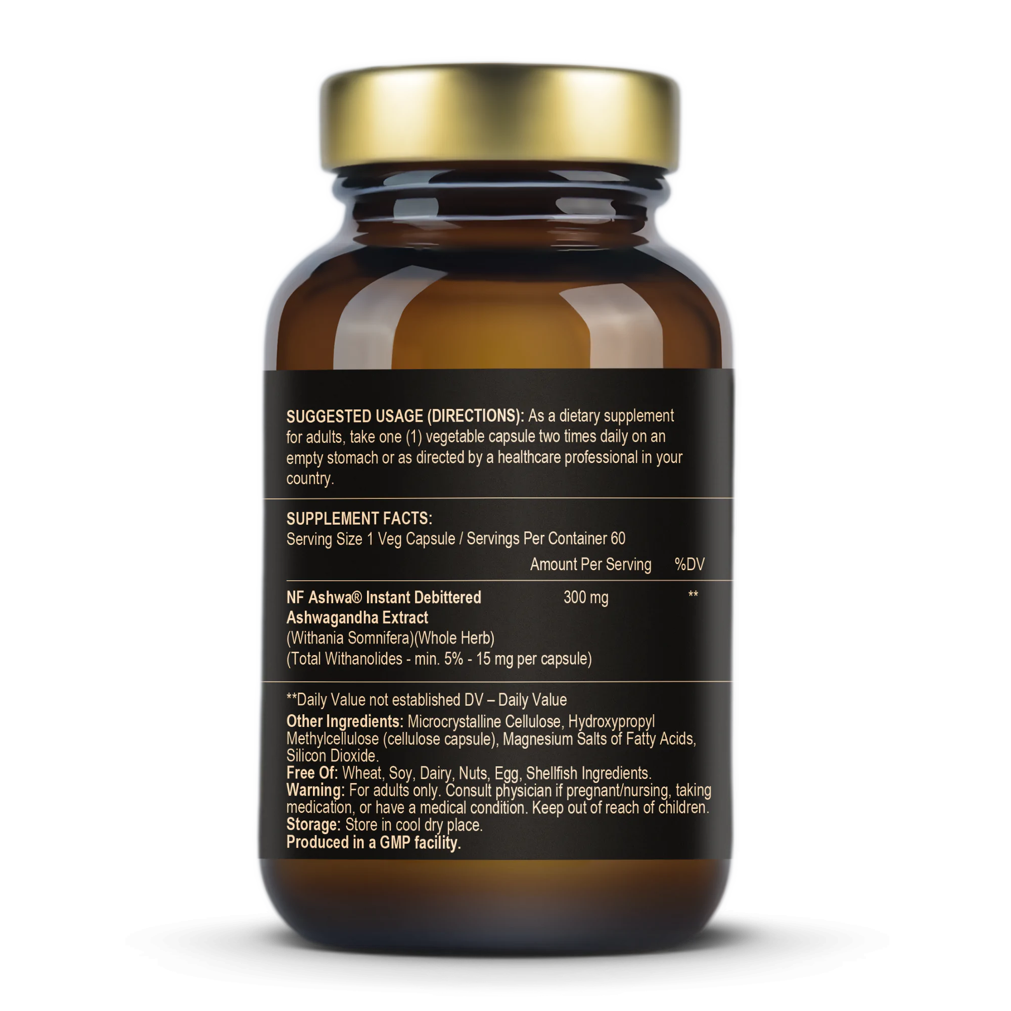 Ašvaganda 300mg stresa noturībai un nervu sistēmas atbalstam (60 kapsulas)