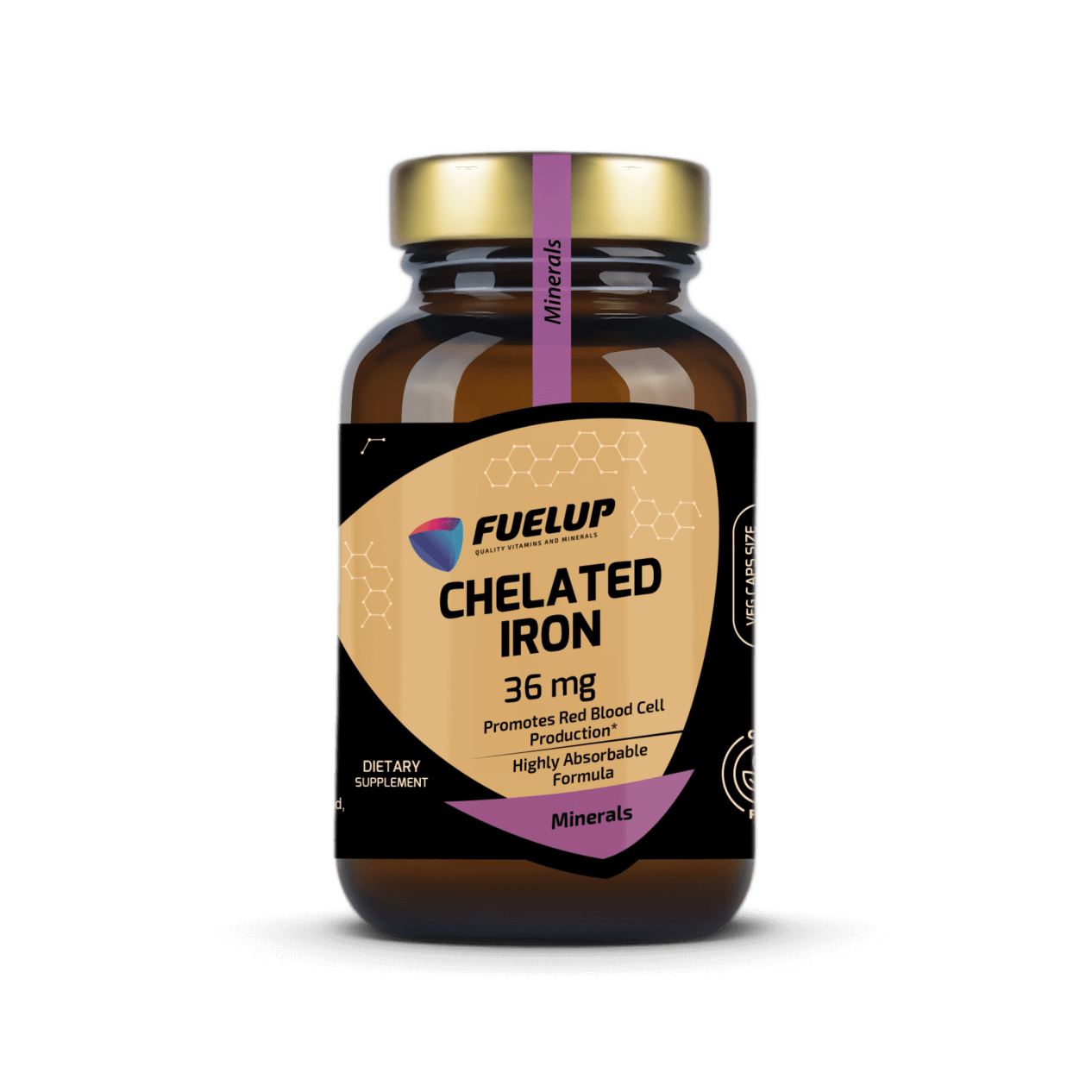 Augstas uzsūkšanās dzelzs helāts (bisglicināts) enerģijai, imunitātei un hemoglobīnam (90 kapsulas)