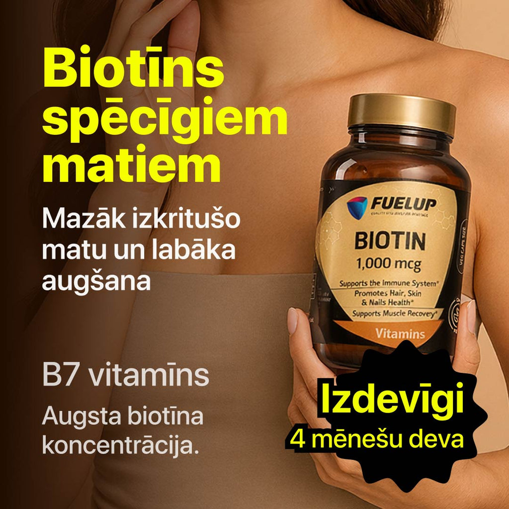 Biotīns 1000 mcg matu, nagu, ādas veselībai (120 kapsulas)