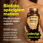 Biotīns 5000 mcg matiem, nagiem, ādai (60 kapsulas)