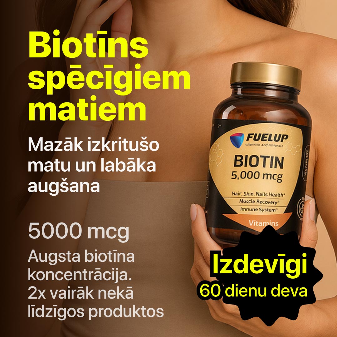 Biotīns 5000 mcg matiem, nagiem, ādai (60 kapsulas)