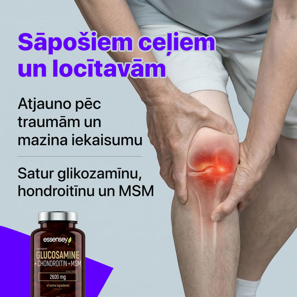 Glikozamīns + hondroitīns + MSM locītavu veselībai (120 kapsulas) Essensey